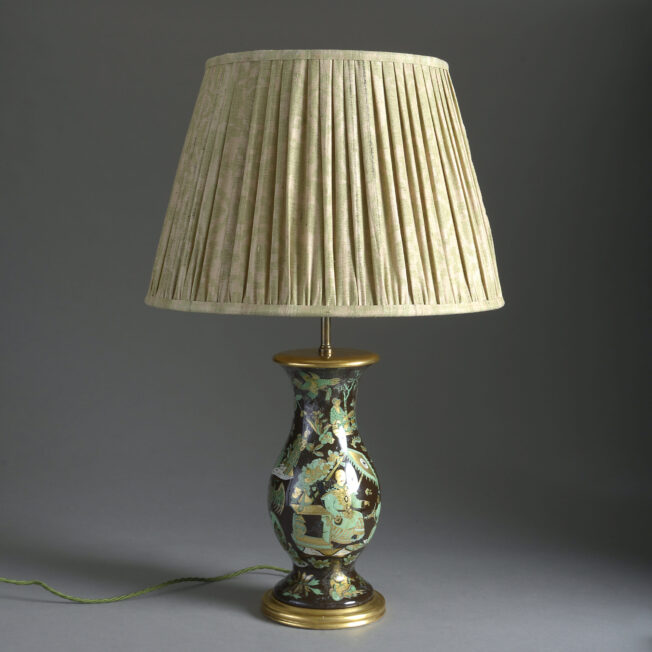 Victorian Chinoiserie Decalcomania Vase Lamp