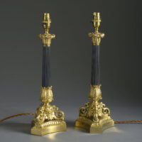 Pair of Bronze and Ormolu Lamps