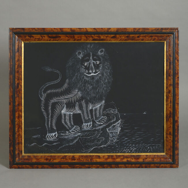 Rare American Folk-Art Drawing of a Lion