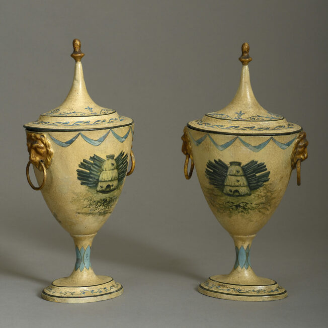 Rare Pair of George III Chestnut Urns