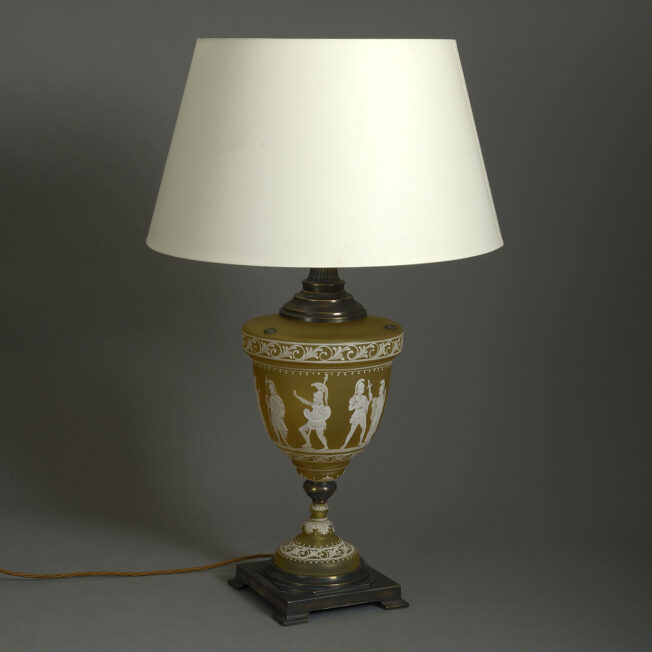 Large 19th Century Yellow Glass Lamp