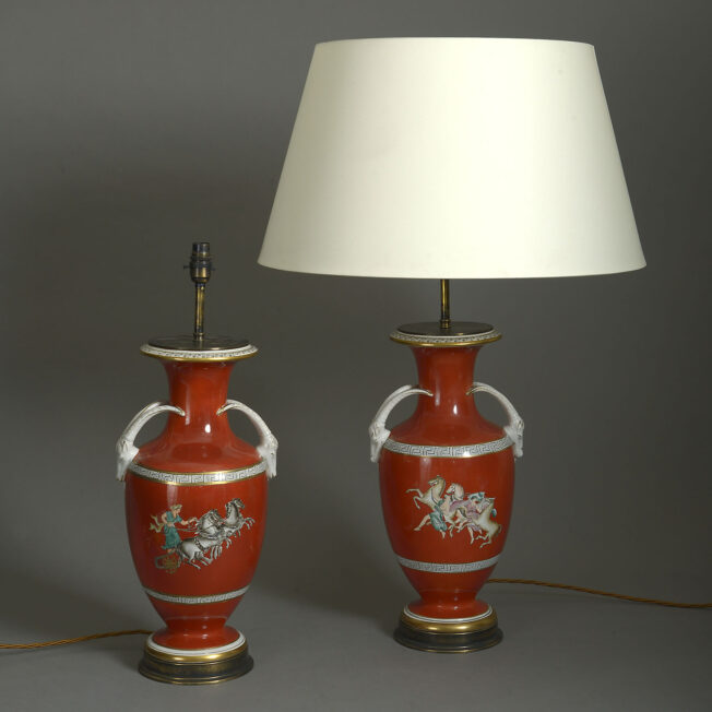 Pair of Large Porcelain Lamps