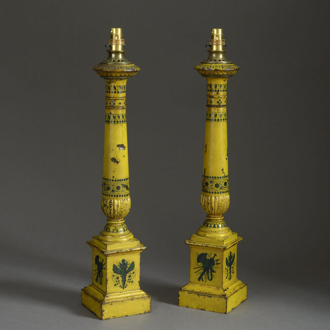 Pair of Louis Philippe Tôle Peinte Lamps