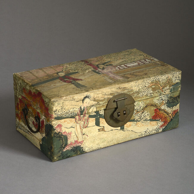 Chinese Painted Vellum Small Trunk