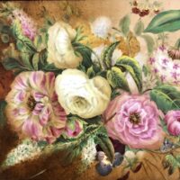 Painted Porcelain Plaque of Flowers