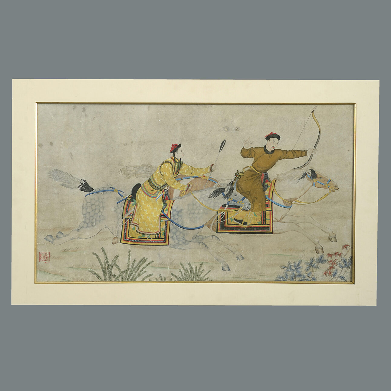 Chinese Watercolour Hunting Scene after Giuseppe Castiglione