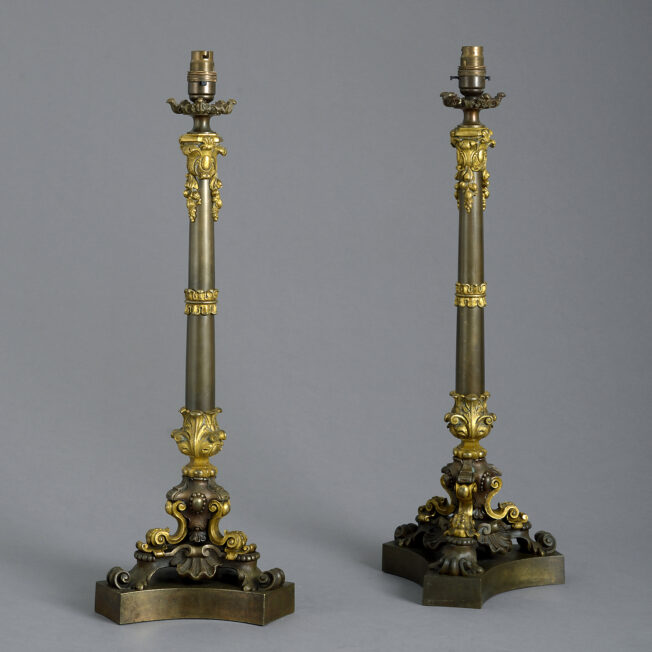 Pair of antique bronze lamps Thomas Messenger
