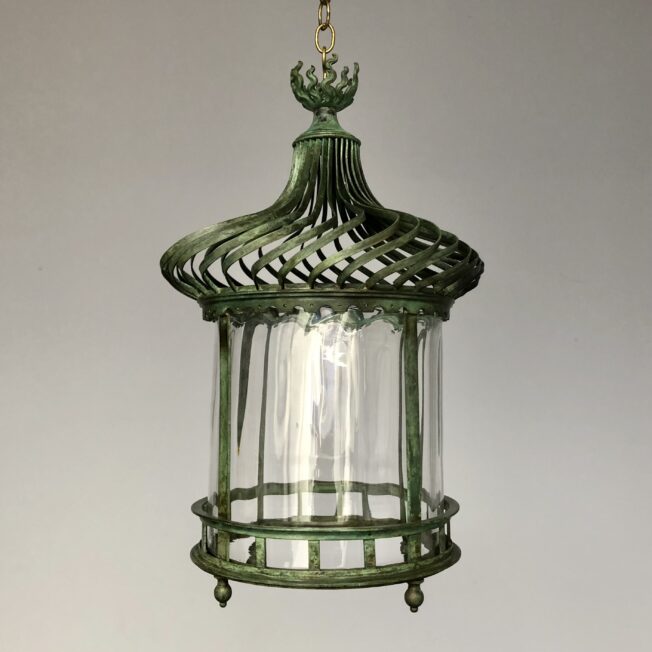 19th Century Verdigris Bronze Lantern