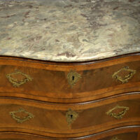Pair of 18th century Bavarian marble-topped walnut-veneered commodes