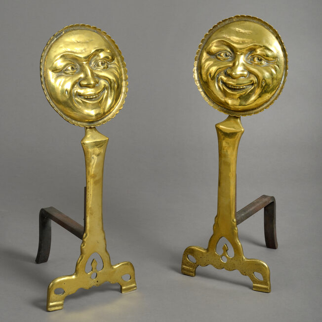 Arts and Crafts Man-In-The-Moon Andirons