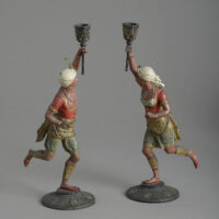 Turquerie painted candlesticks