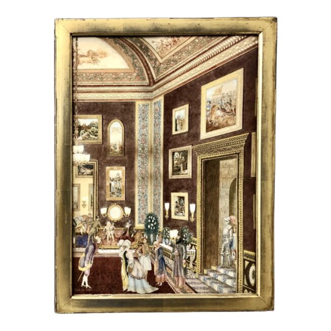 Watercolour of an Interior with a Costume Ball