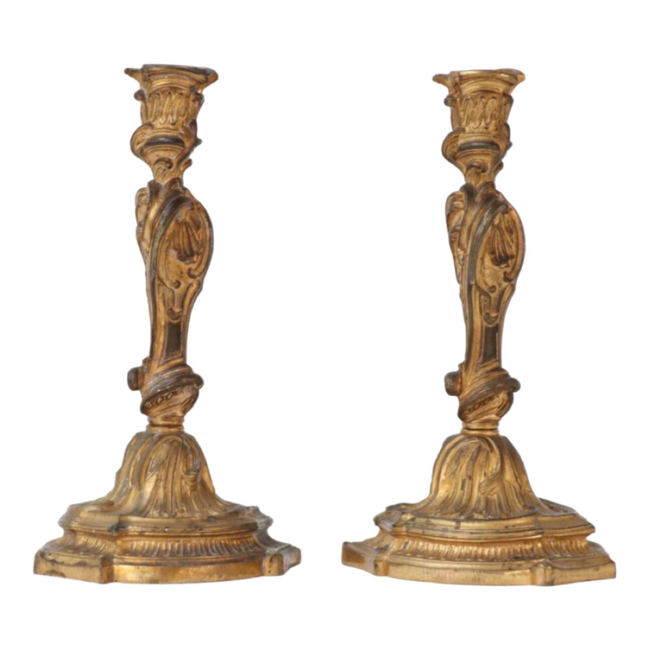 Gilt-Bronze Candlesticks in Louis XV Style