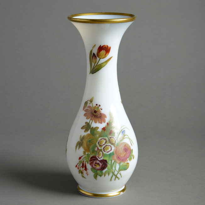 Baccarat opaline glass vase lamp