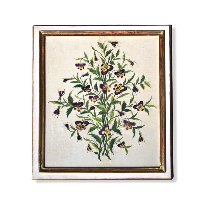 Embroidered picture of pansies