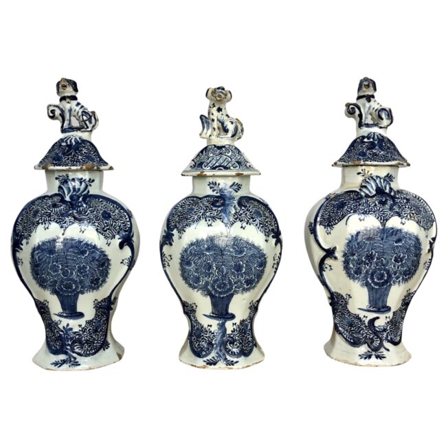 Garniture of Three Delft Vases