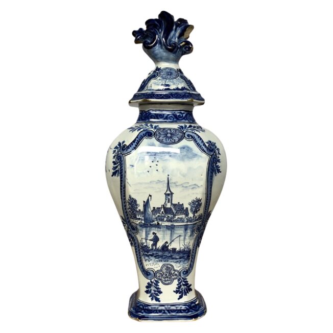 Delft Pottery Lidded Vase
