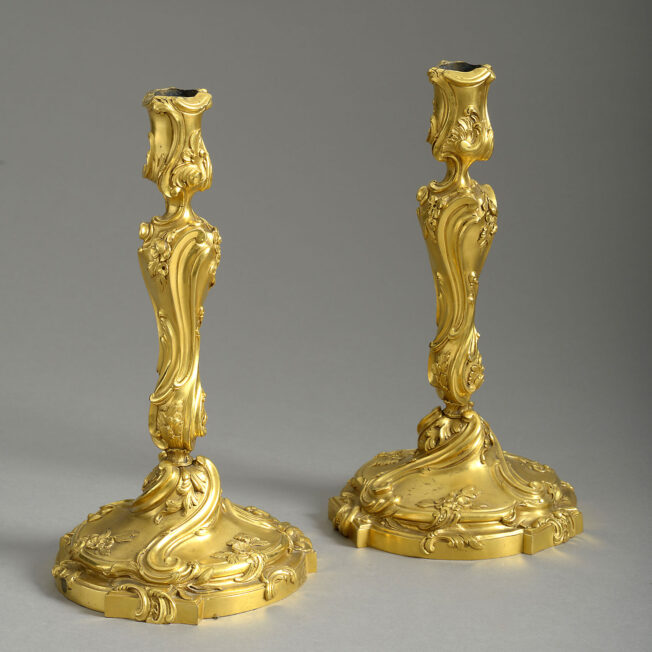 Louis XV Gilt-Bronze Candlesticks