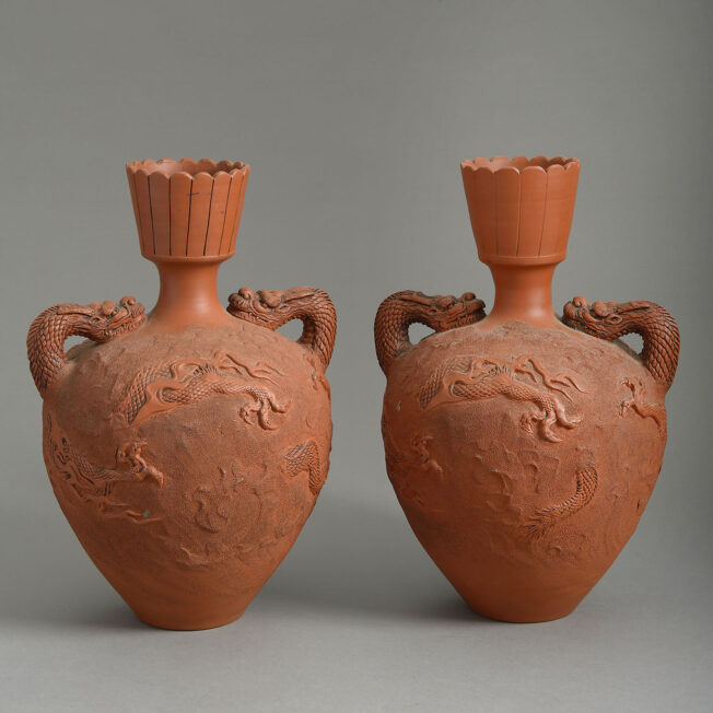 Pair of Large Japanese Terracotta Vases