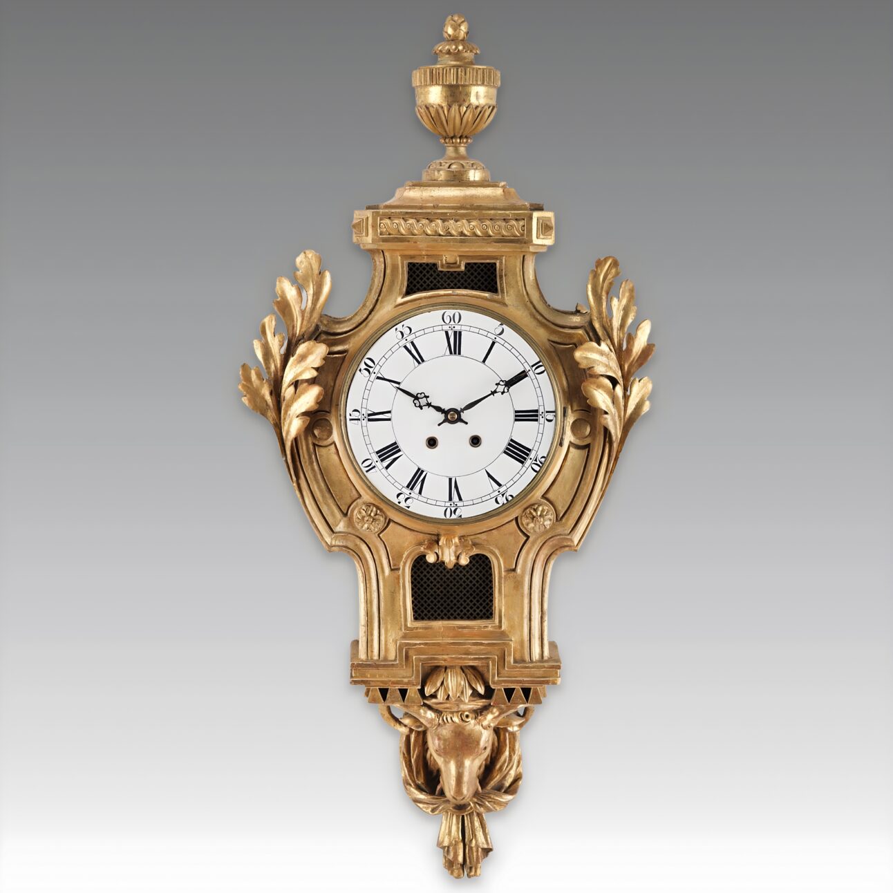 Large Carved Giltwood Cartel Clock Louis XVI