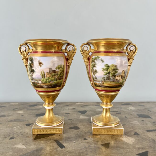 Pair of Restauration Paris Porcelain Vases
