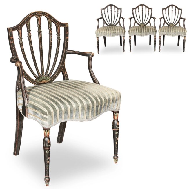 A set of Four George III Painted Armchairs Attributed to Gillows