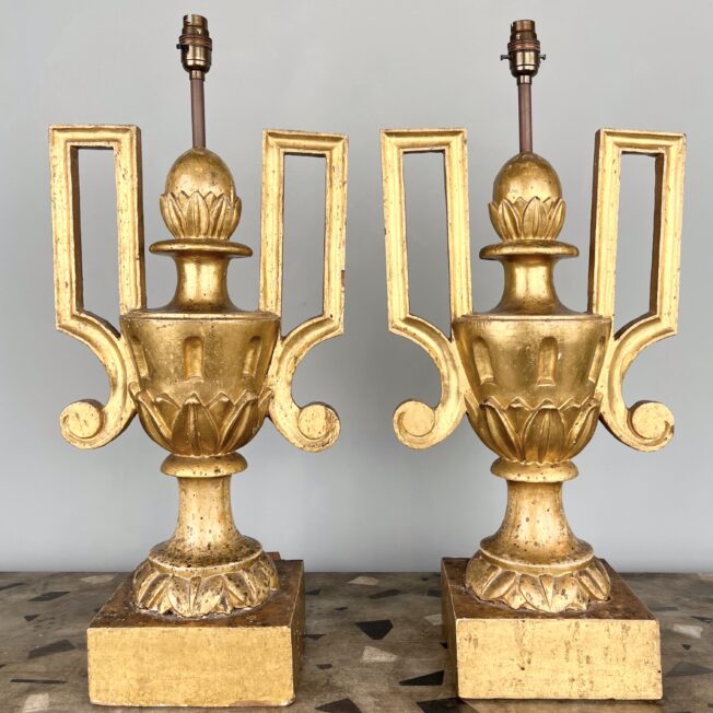 Pair of Large 18th Century Gilt-wood Lamps
