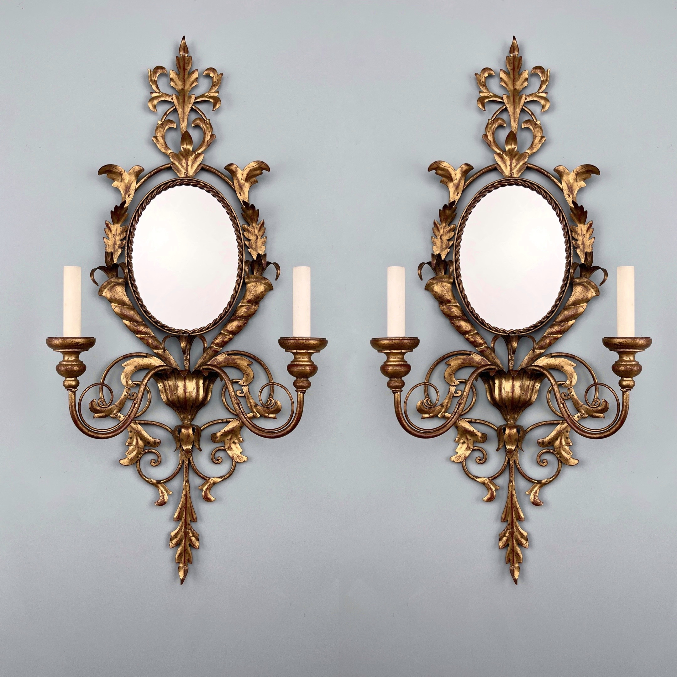 Pair of Wrought Iron Wall Lights or Girandoles Pair of Wrought Iron Wall Lights or Girandoles