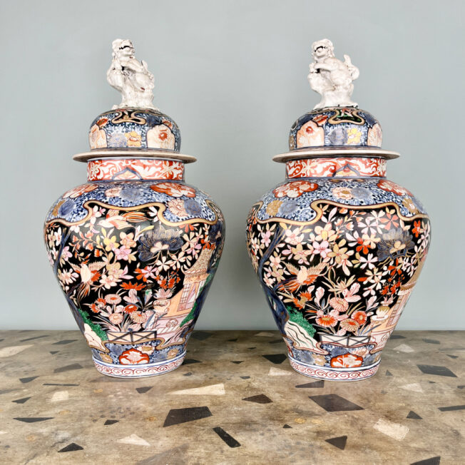 Pair of Imari Covered Vases