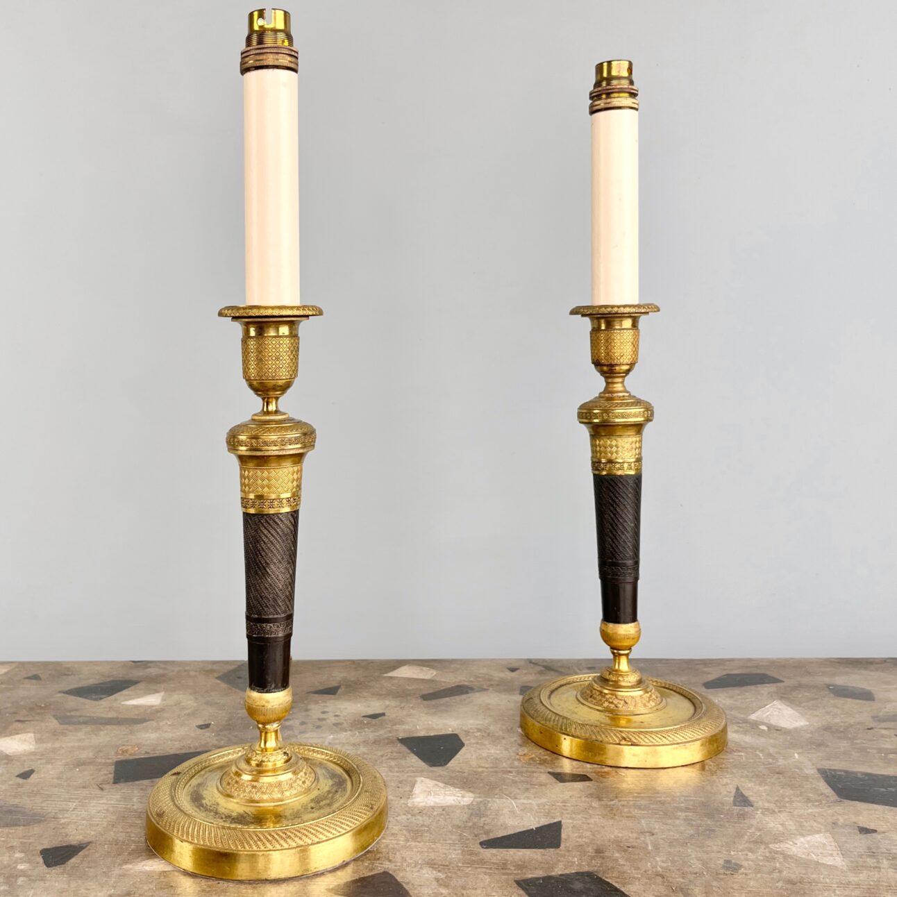 Charles X Bronze and Gilt-Bronze Candlestick