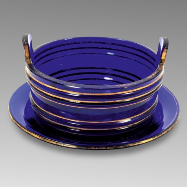 Bristol Blue Glass Butter Tub and Stand