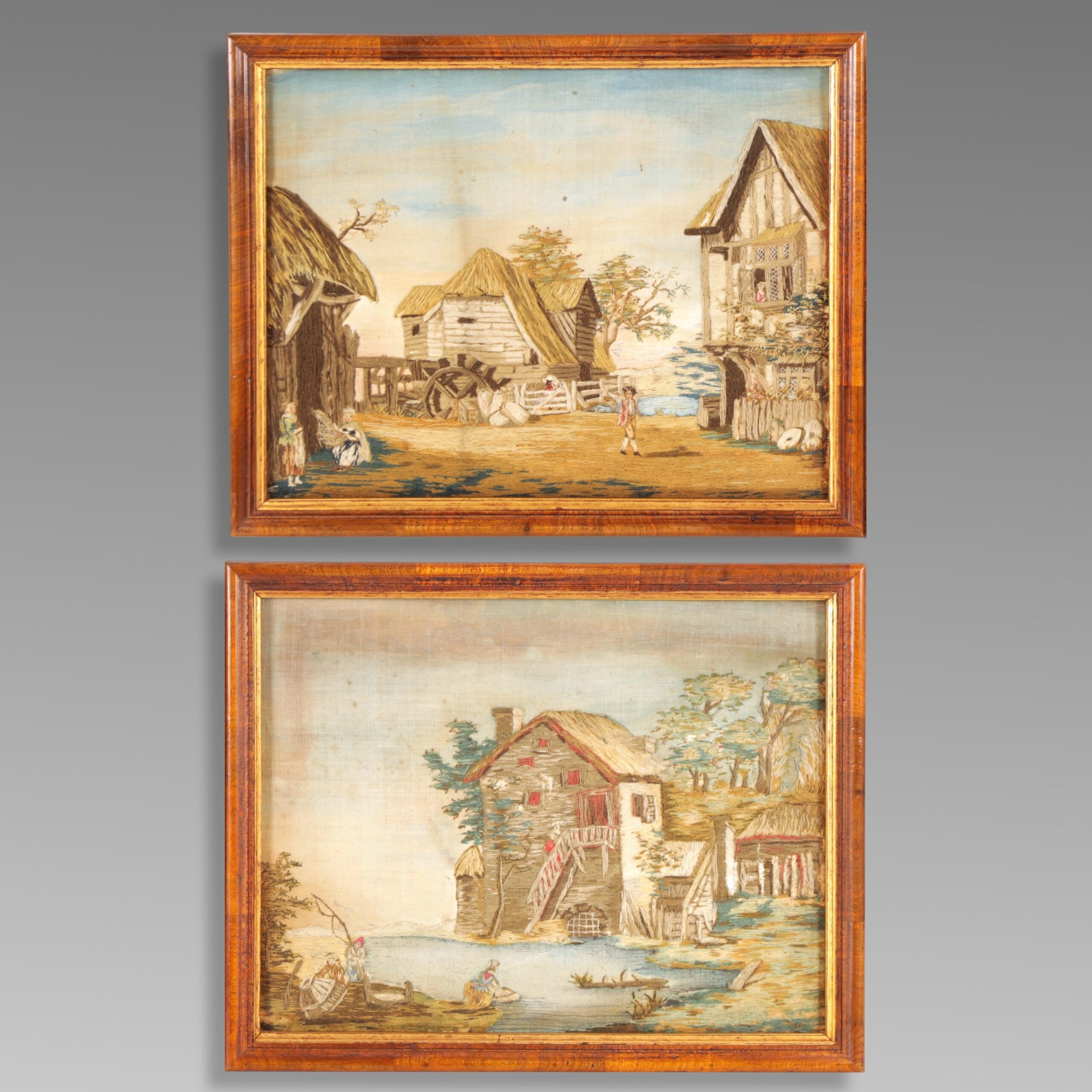 pair of Antique Needlework Pictures pair of Antique Needlework Pictures