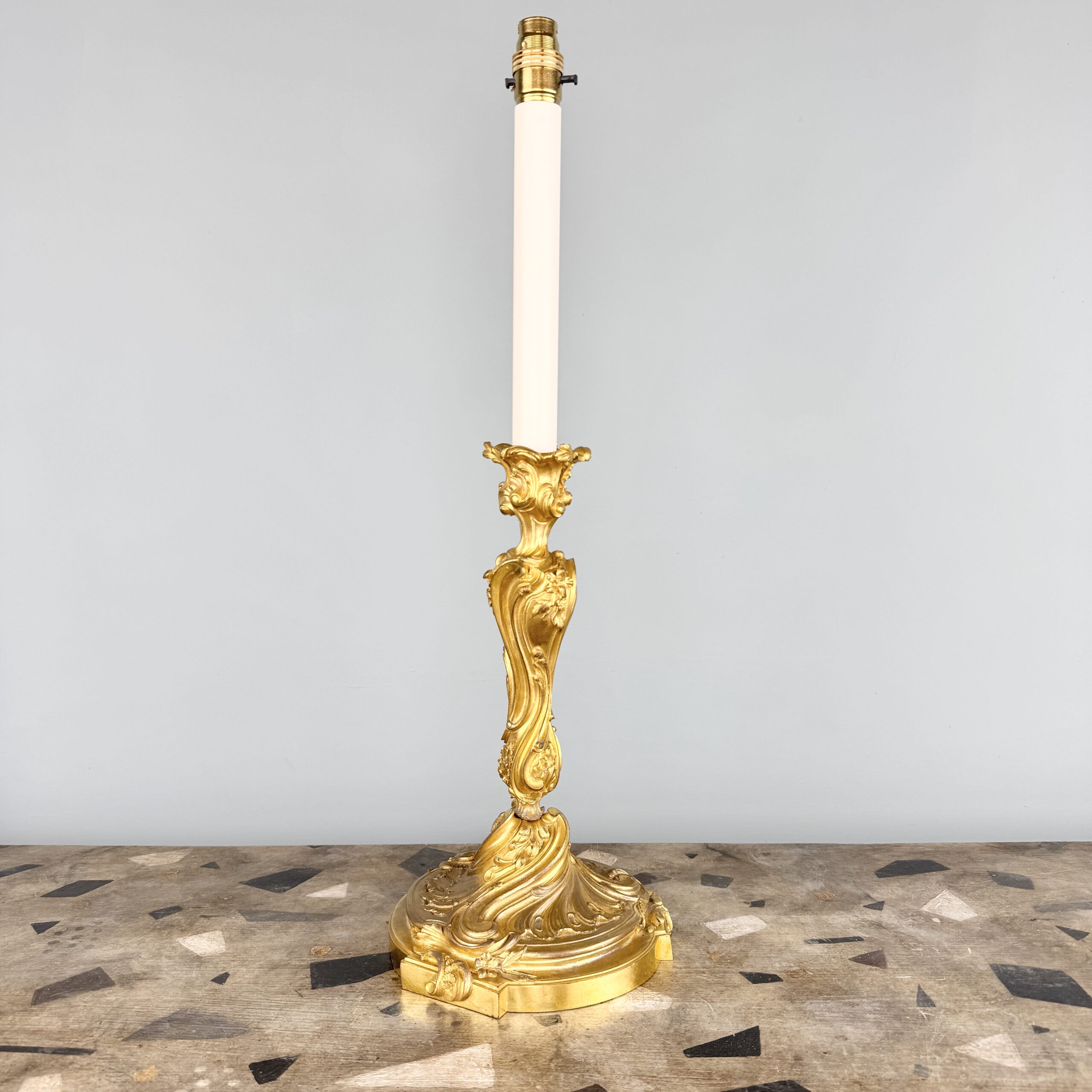 Louis XV Gilt-Bronze Candlestick Lamp Louis XV Gilt-Bronze Candlestick Lamp