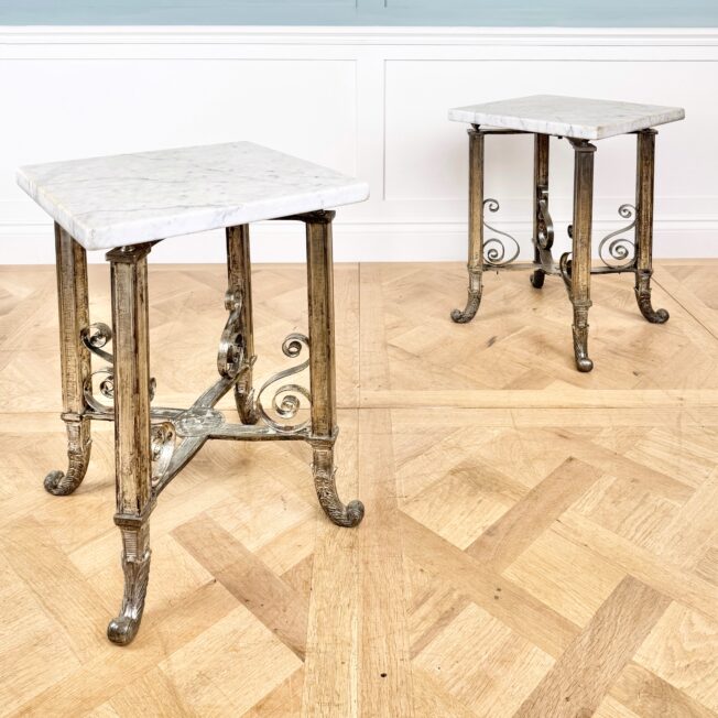Pair of Antique Marble Top Low Tables