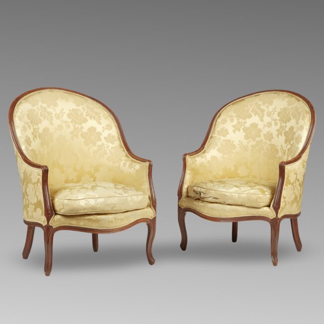 Pair of George III Mahogany Large Bergère Armchairs