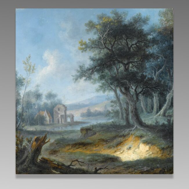 18th Century Landscape Painting of a Ruin