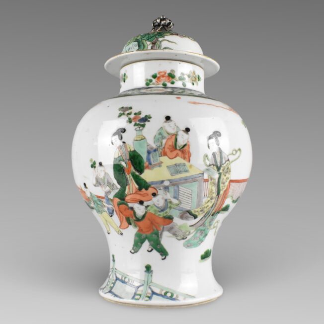 18th Century Chinese Famille Verte Porcelain Lidded Vase