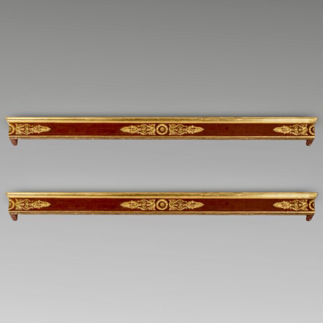 Pair of Regency Painted and Parcel-Gilt Pelmet Boards