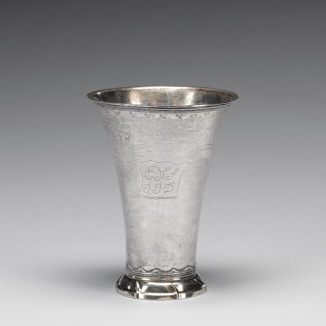 Antique Swedish silver vase or beaker made by Peter Flodberg, Eskilstuna