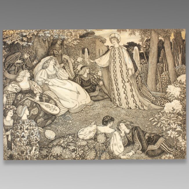 George Woolliscroft Rhead, Drawing of a Renaissance Garden