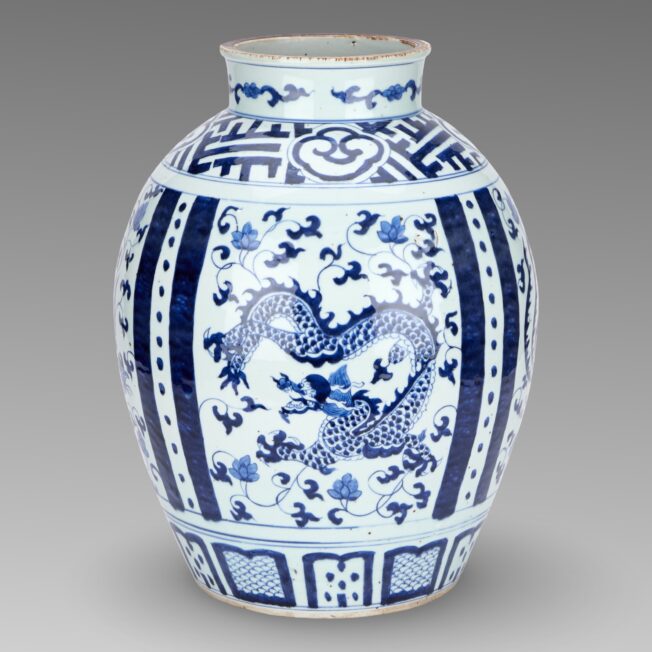 Antique Chinese Qing Dynasty Dragon & Phoenix Vase