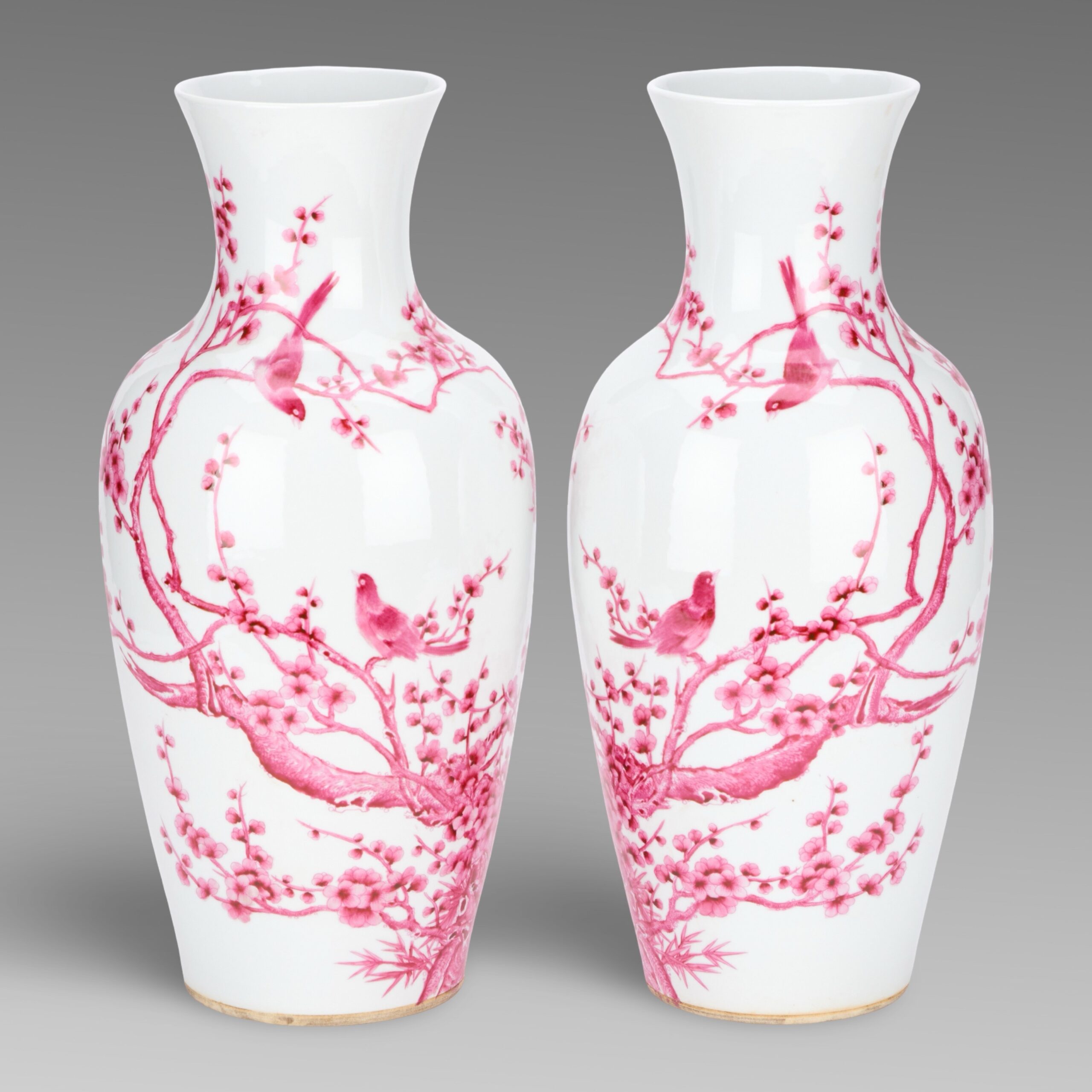 Pair of Antique Chinese Puce Decorated Vases Pair of Antique Chinese Puce Decorated Vases