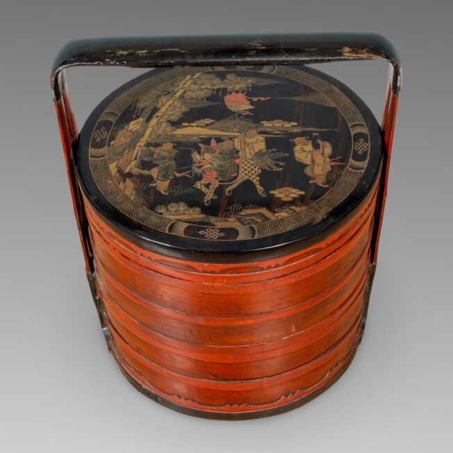 Chinese Lacquer Bridal Chest or Casket