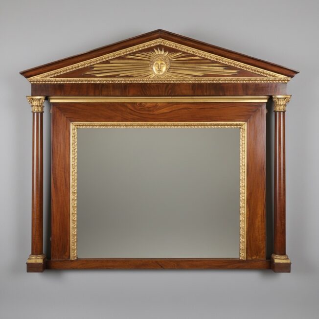 18th Century Neoclassical Walnut and Parcel Gilt Overmantel