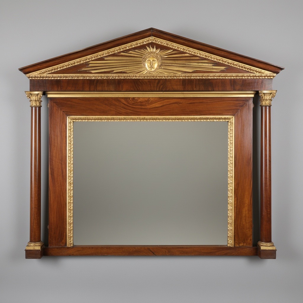 18th Century Neoclassical Walnut and Parcel Gilt Overmantel 18th Century Neoclassical Walnut and Parcel Gilt Overmantel
