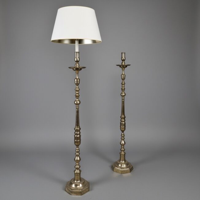 Pair of Silvered Standard Lamps