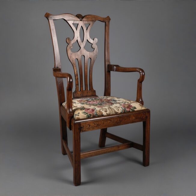 George II Elm and Ash Country Armchair