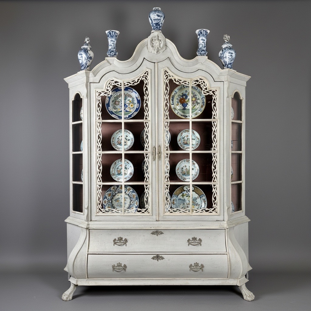 Antique Dutch Painted Display Cabinet Antique Dutch Painted Display Cabinet