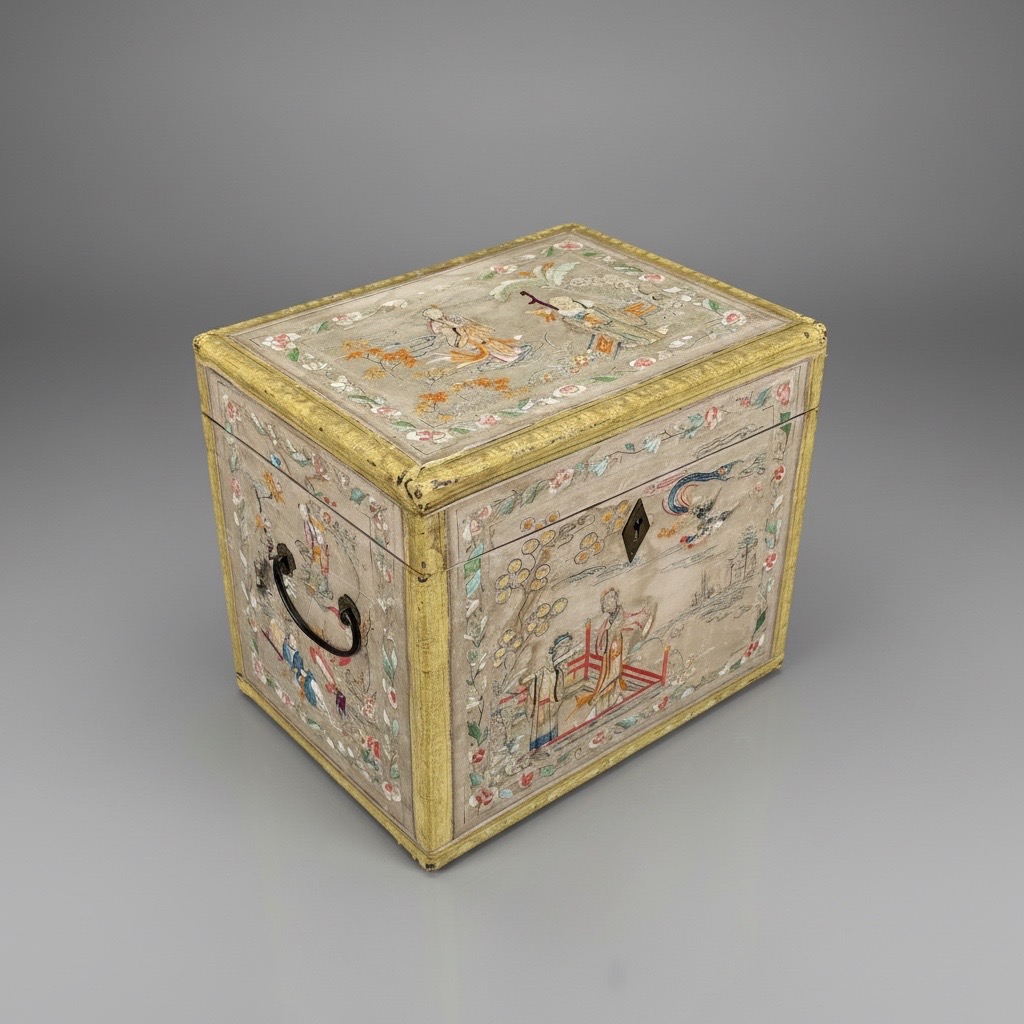 Antique Chinese Export Needlework Casket Antique Chinese Export Needlework Casket
