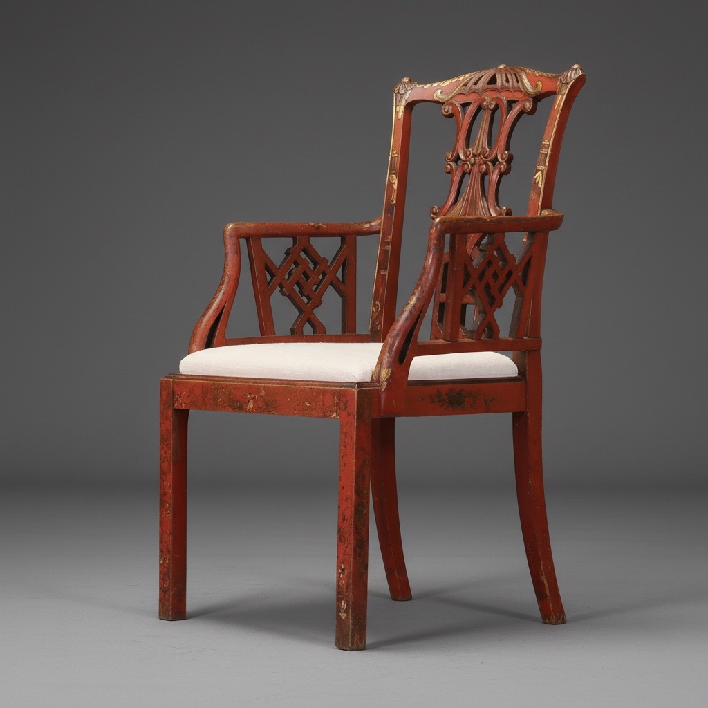 Japanned Armchair in George II Style Japanned Armchair in George II Style